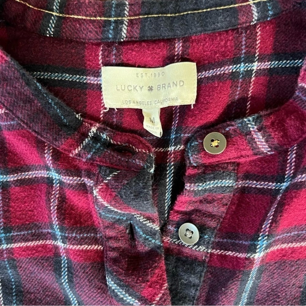 Lucky Brand Red and Black Plaid Shirt - Women’s Medium - Picture 3 of 7